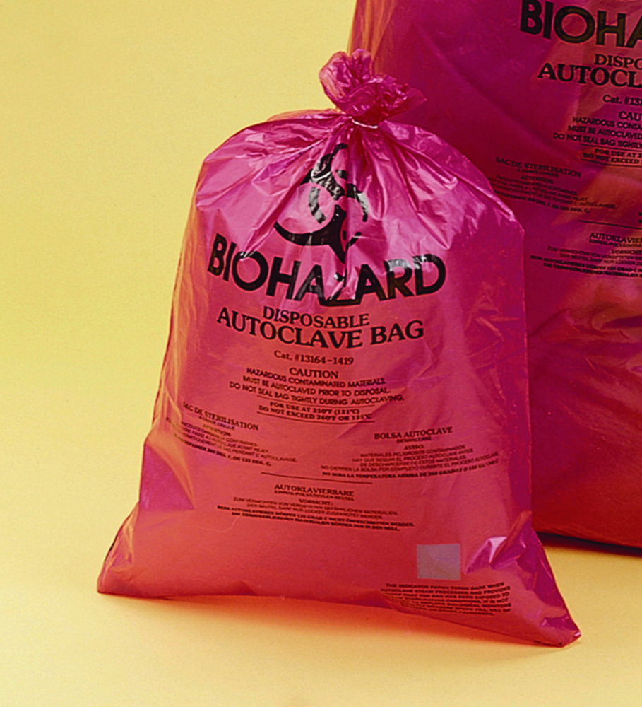 Afvalzakken Biohazard, PP  480x580 mm, oranjerood, extra