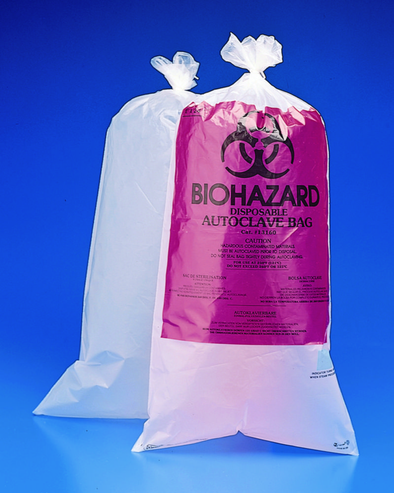 Afvalzakken Biohazard, HDPE  300x610 mm autoclaveerbaar